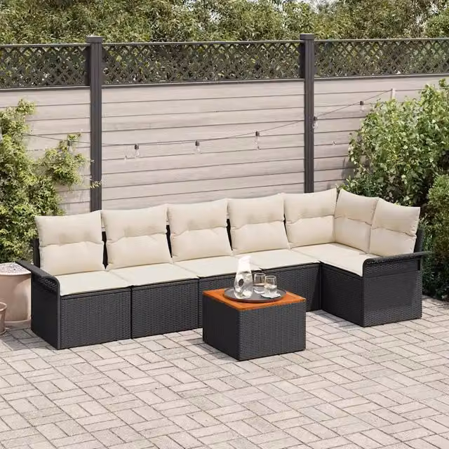 Set Divano da Giardino 7 pz Nero polyrattan 3347334
