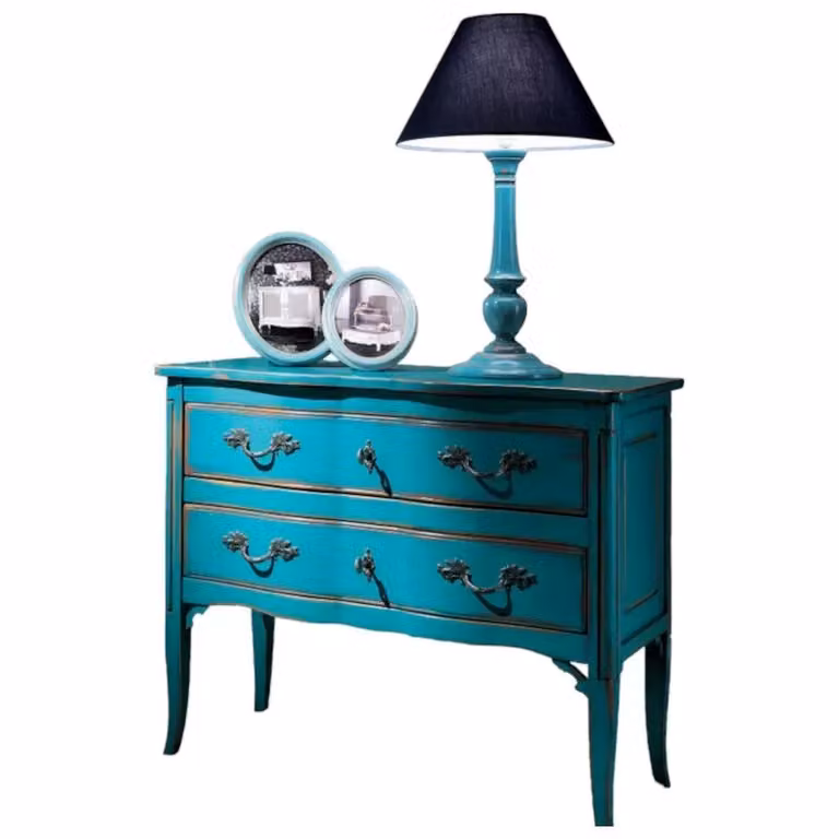 Cassettiera in legno con 2 cassetti stile shabby chic azzurro Mobili 2G L: 92 cm, P: 44 cm, H: 79 cm