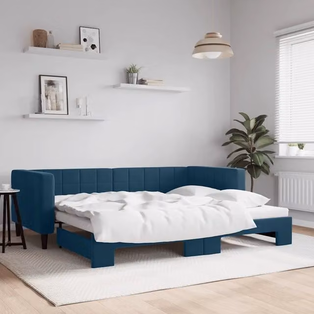 Divano Letto Moderno vidaXL in Velluto Blu per Soggiorno e Camera da Letto