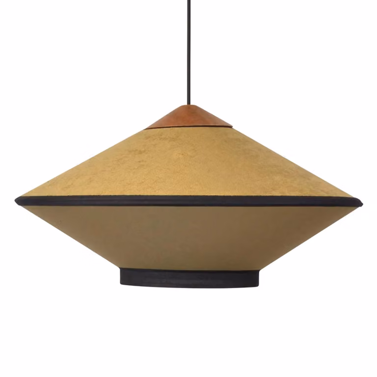 Forestier Lampada a sospensione Cymbal S, dimmerabile, Bronzo / Ottone antico, Soggiorno / Sala da pranzo, Tessuto / Stoffa / Seta, Design, Lampada a sospensione