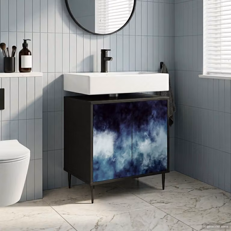 Mobile da bagno moderno vidaXL RAALTE Rovere Nero L: 60 cm, P: 40 cm, H: 61 cm
