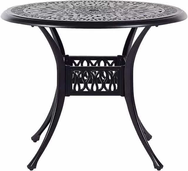 Tavolo da giardino rotondo BELIANI in alluminio nero opaco stile vintage ø 90 cm – 1