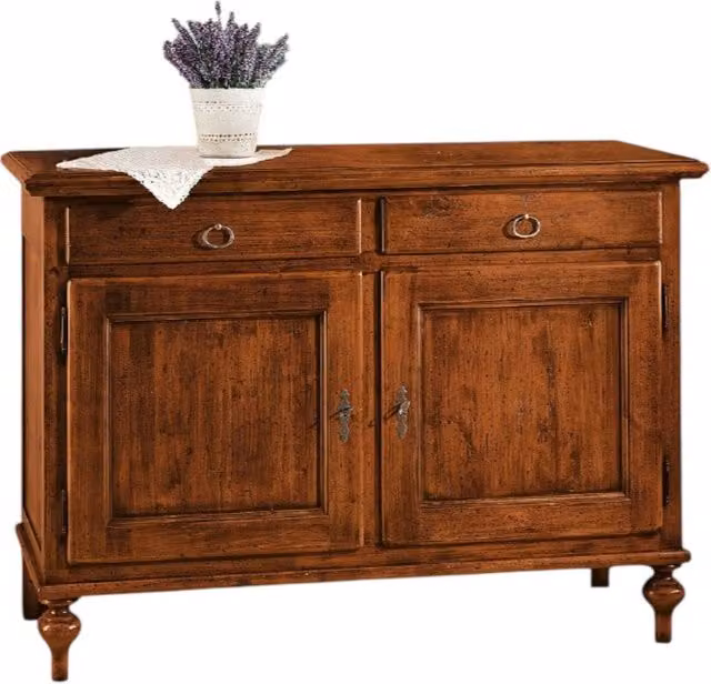 Madia credenza in legno stile arte povera tinta noce Mobili 2G L: 137 cm, P: 50 cm, H: 98 cm