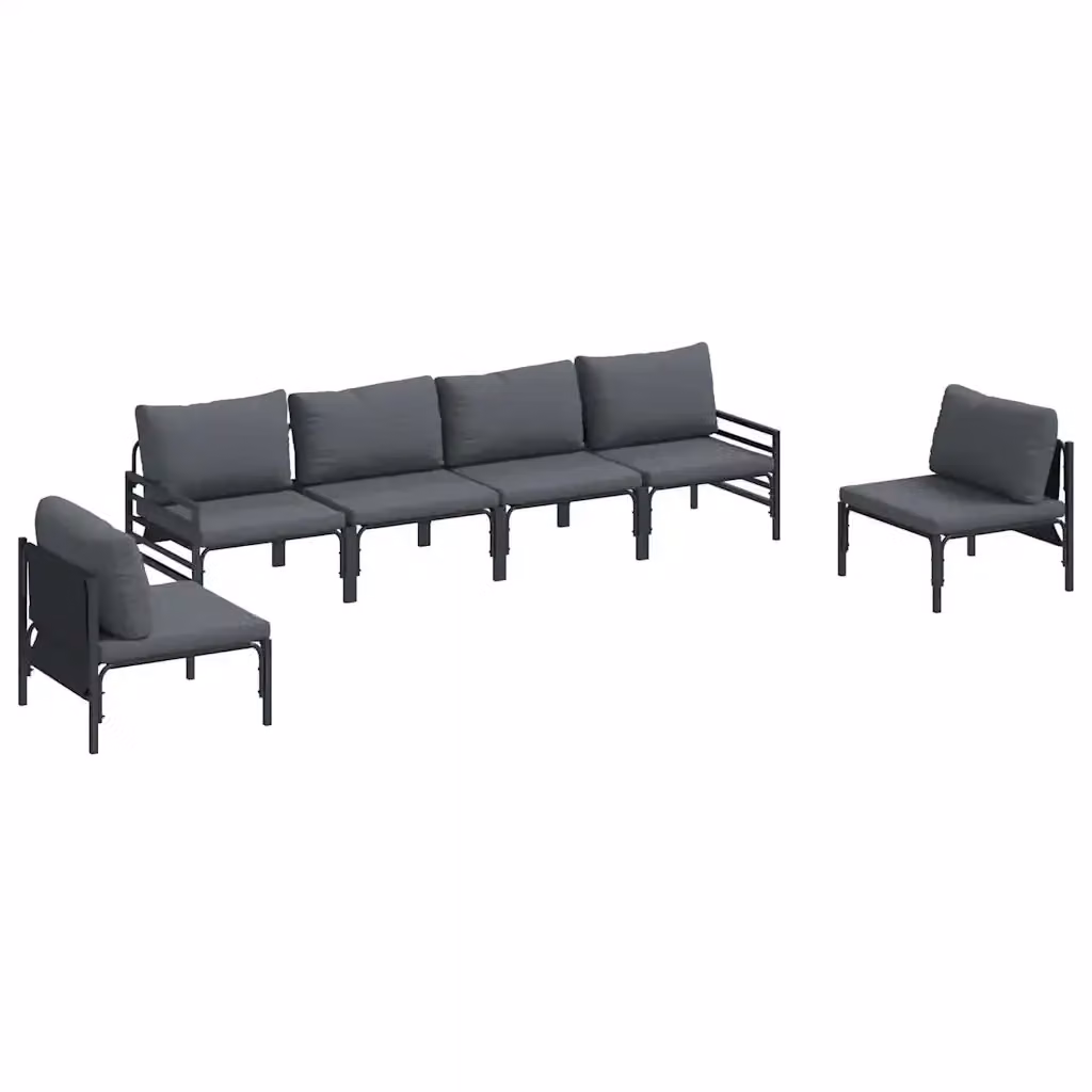 Set Divano da Giardino vidaXL 6 Pezzi Moderno in Acciaio Antracite con Cuscini – 2