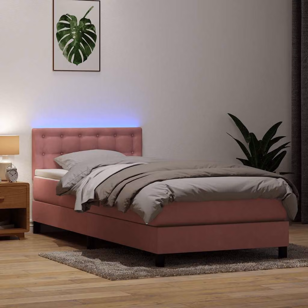Maison Exclusive - Letto a Molle con Materasso e LED Rosa 80x220 cm Velluto