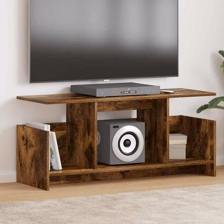vidaXL Supporto TV moderno in legno ingegnerizzato Rovere fumé marrone L/P/H: 102 x 35 x 45 cm