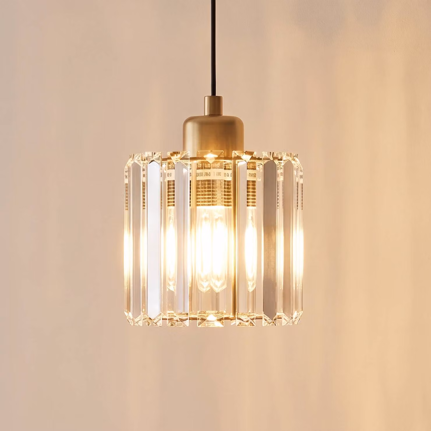 Lampada a sospensione Yakops Opviq, dimmerabile, Ottone / Oro, Soggiorno / Sala da pranzo, Vetro, Lampada a sospensione