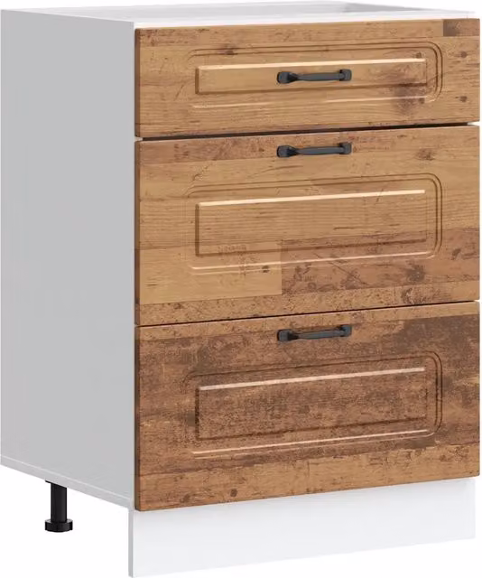 Base da cucina Kalmar in legno multistrato color marrone con ante a battente e cassetti in stile rustico L/P/H: 60.0 x 46.0 x 81.5 cm