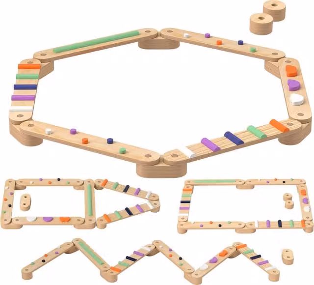 Trave di Equilibrio AIYAPLAY in Legno con Pietre Ostacolo Colorate per Bambini 3-8 anni, Multicolore, L: 130 cm, P: 115 cm, H: 8.5 cm – 1