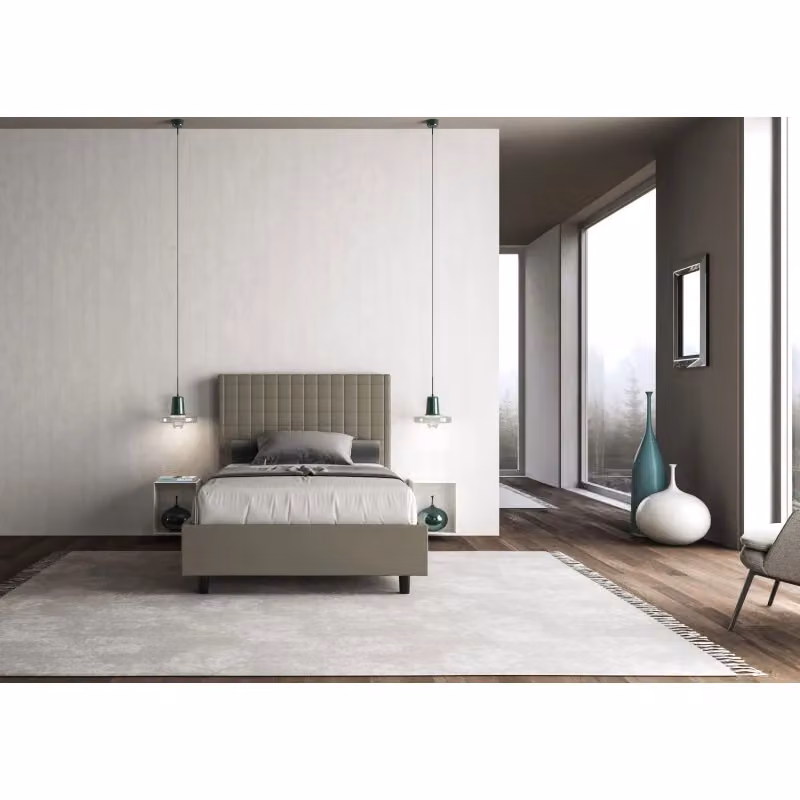 Letto imbottito Sunny Ityhome in similpelle color beige con rete, L/P/H: 110 x 200 x 125 cm – 2