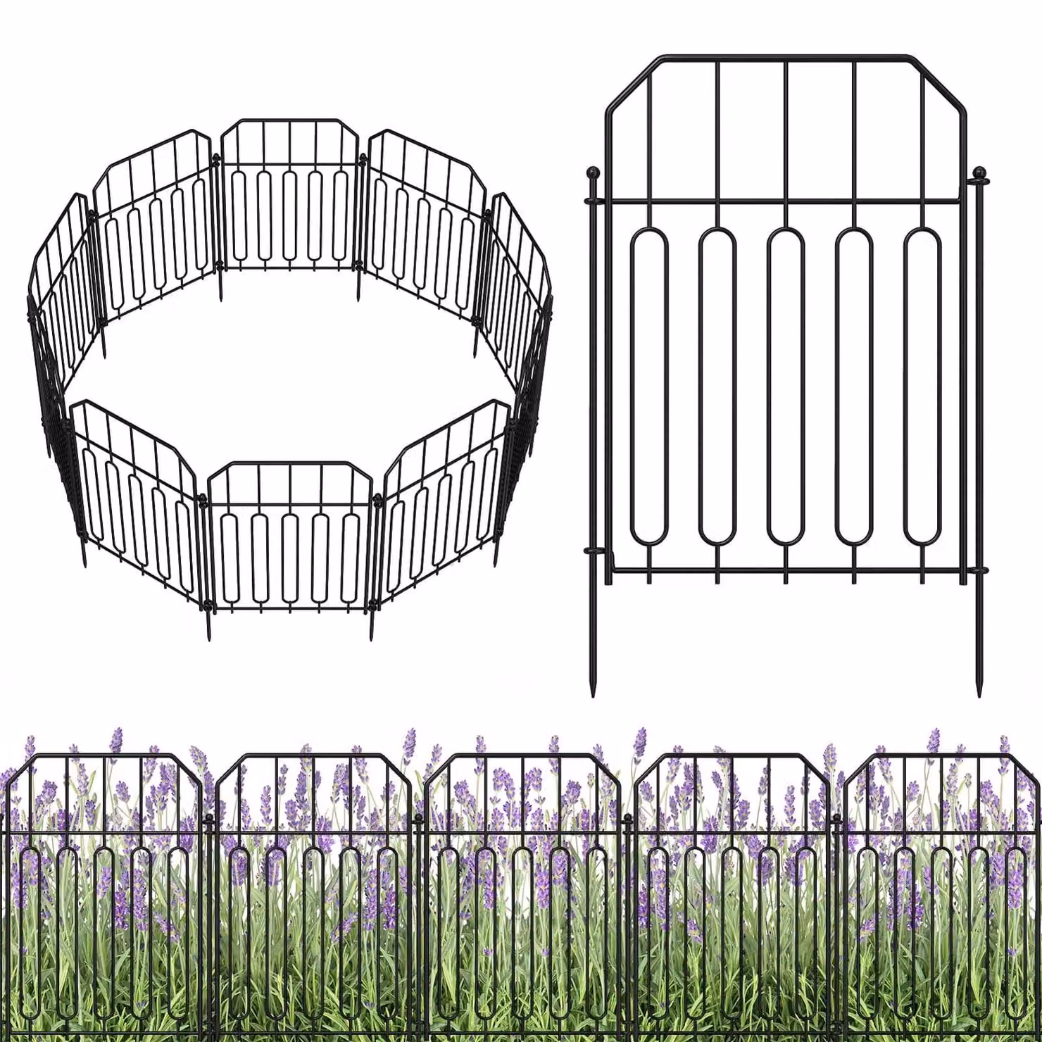 Recinzione da giardino recinzione decorativa temporanea - 10 pannelli - Acciaio inossidabile - Per giardino e piscina