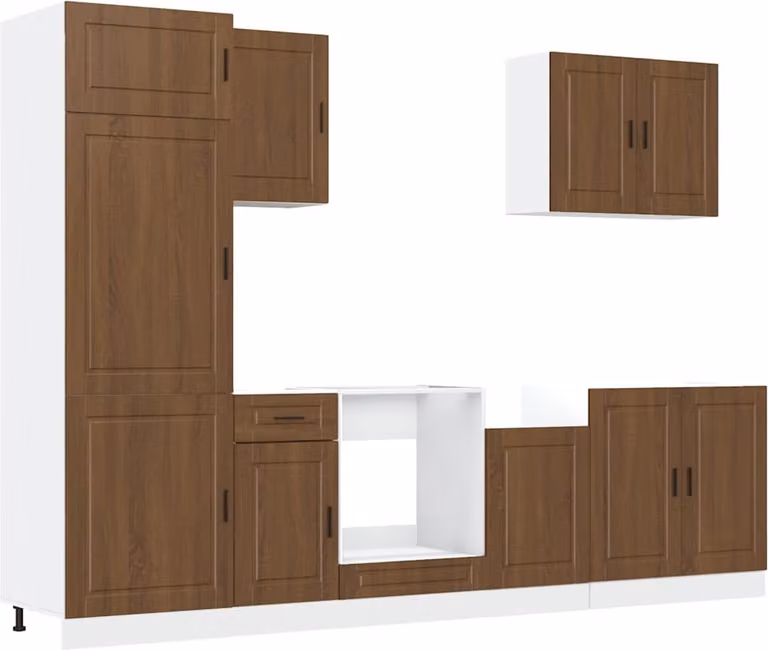Set Mobili da Cucina 7 pz Porto Rovere Marrone in Truciolato