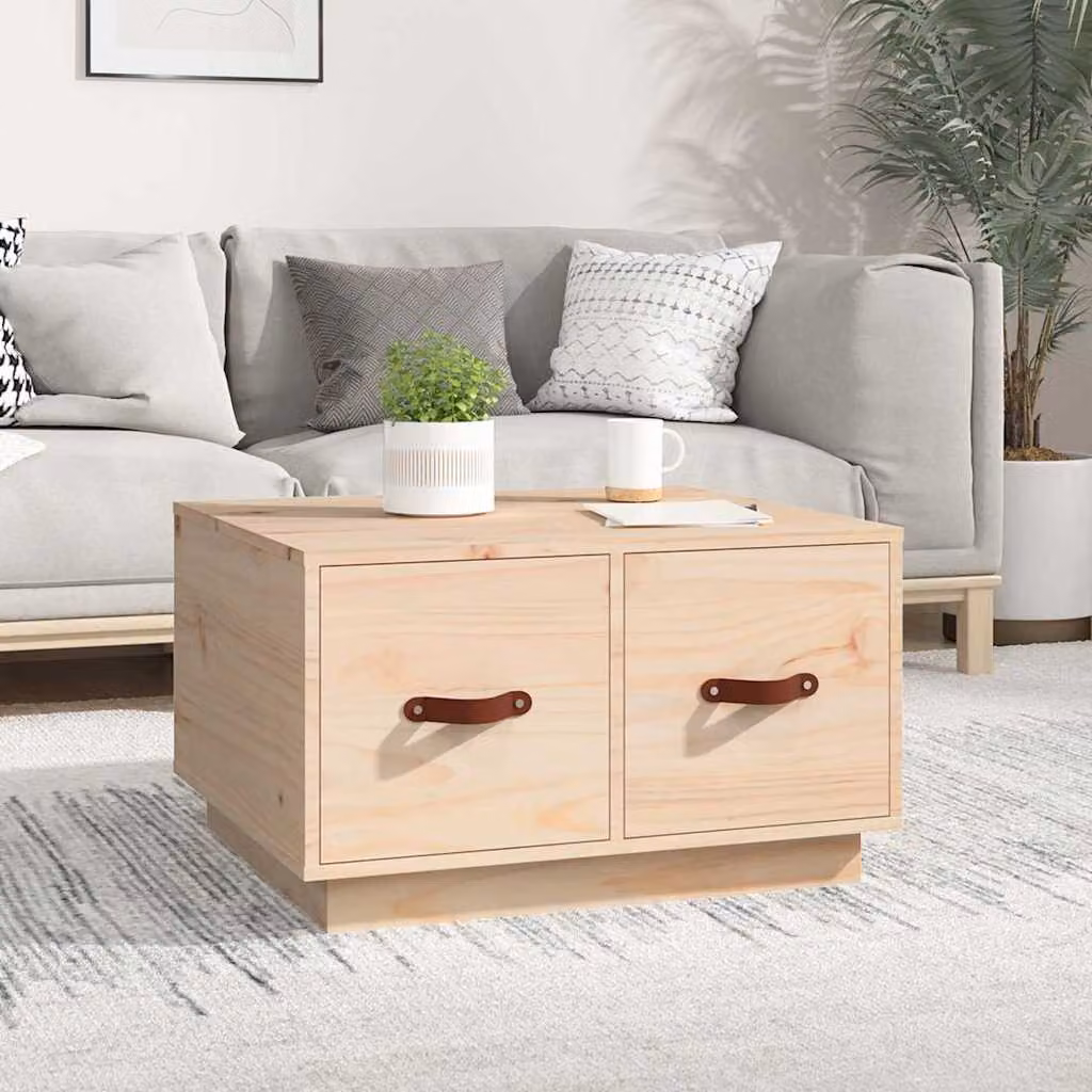 vidaXL Tavolino da Salotto Rettangolare in Legno di Pino Naturale Marrone L/P/H: 60 x 53 x 35 cm