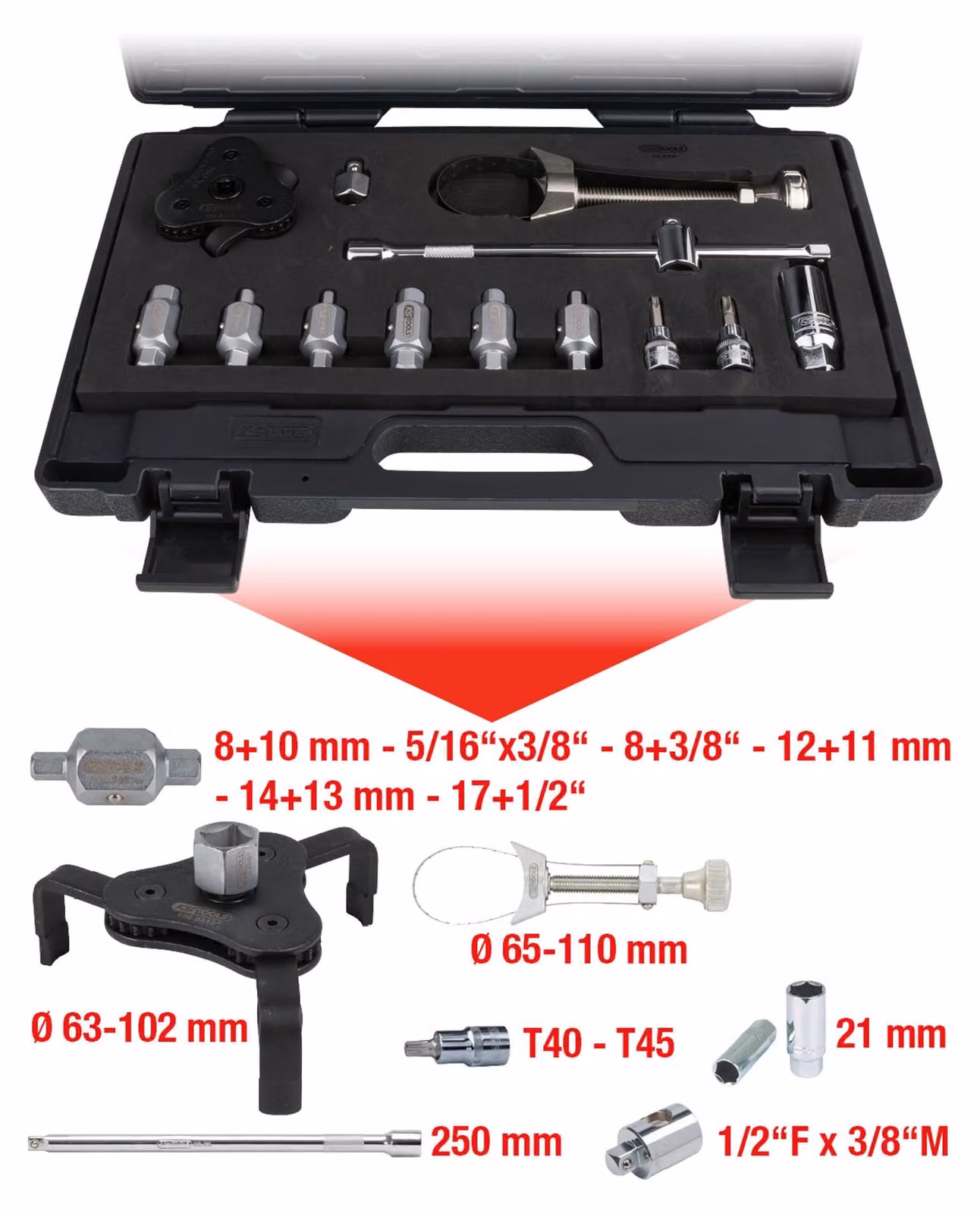 KS TOOLS Set di 13 pezzi per tappi di scarico e filtri dell'olio - 150.9300
