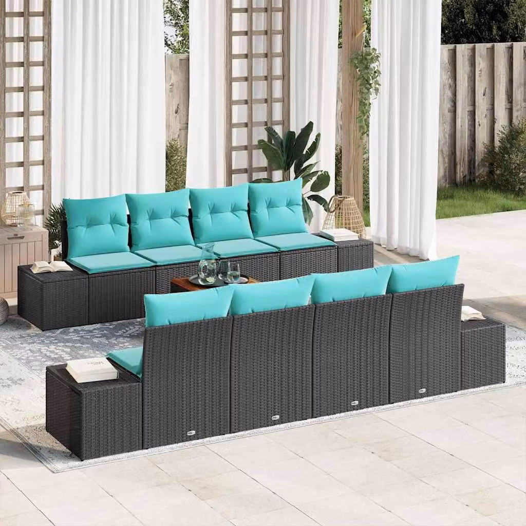 Maison Exclusive - Set da giardino composto da 9 pezzi, divano in rattan sintetico nero