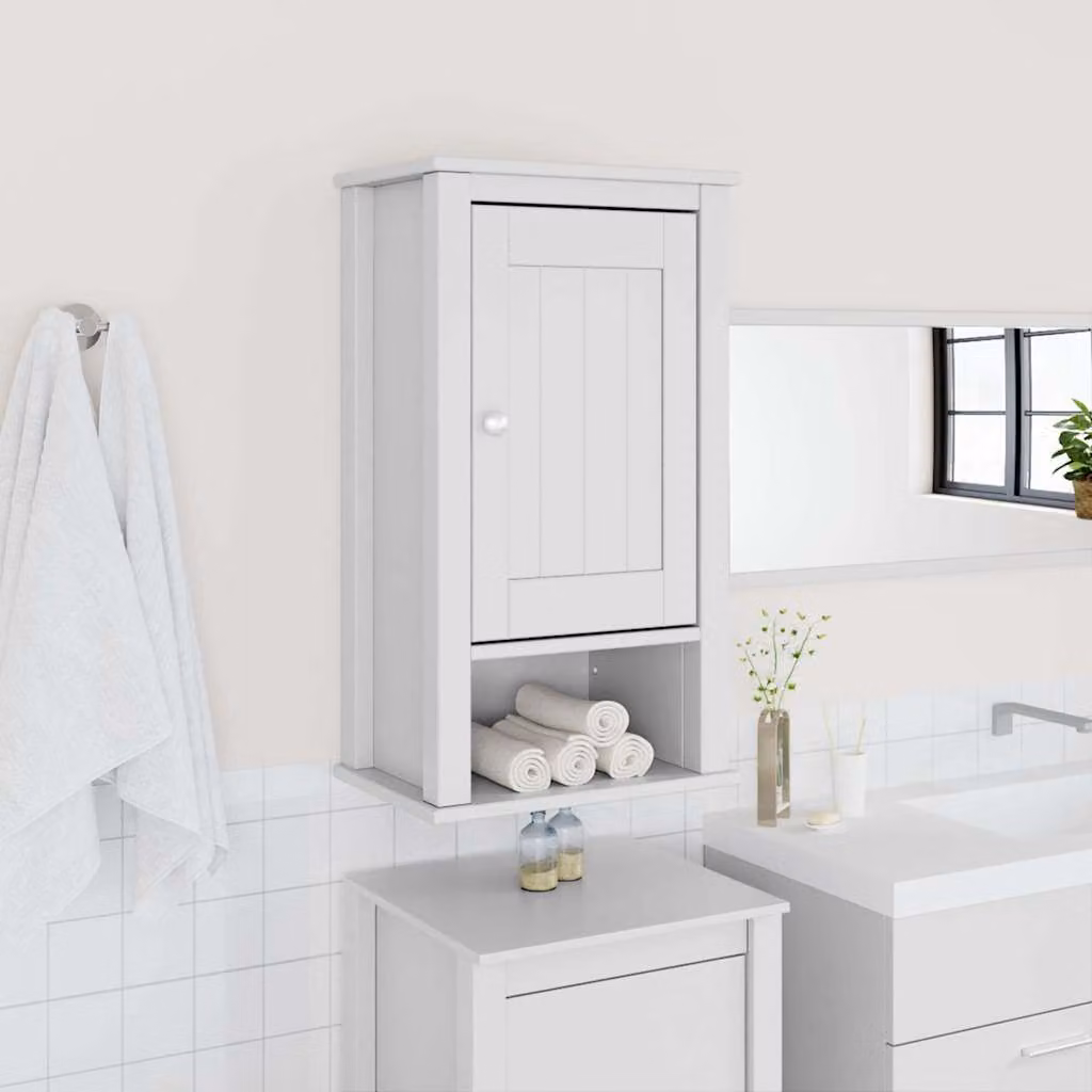 Mobile da bagno a muro vidaXL BERG in legno di pino massello bianco L 40 cm, P 27 cm, H 71,5 cm