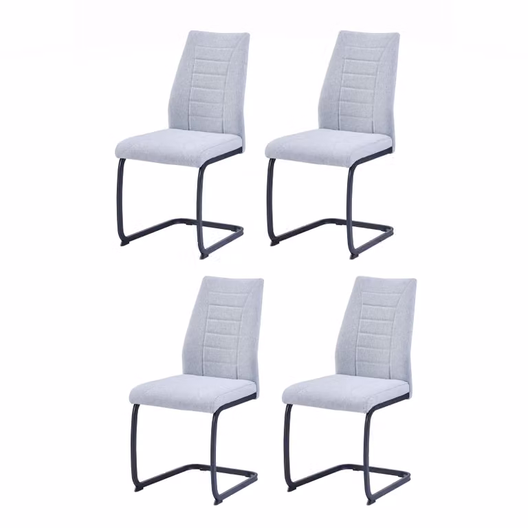 CasaDolce sedia da pranzo EMINIA, set di 4, 43x60x92 cm, grigio chiaro, imbottita, imbottitura in schiuma densa, portata 120 kg
