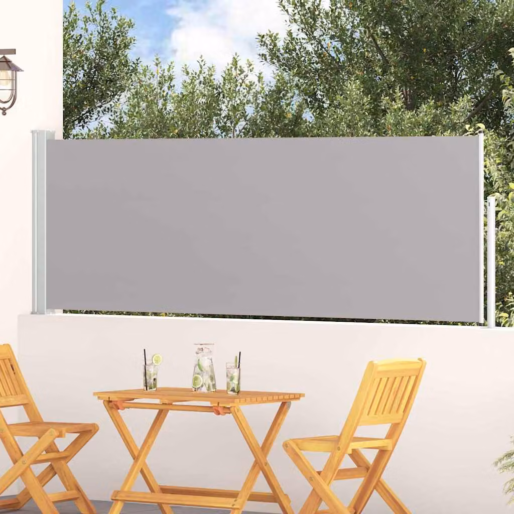 vidaXL Tenda Laterale Retrattile per Patio in Poliestere e Acciaio, Grigio, L: 100 cm, H: 314 cm