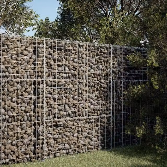 Cesto Gabbione con Copertura vidaXL in Acciaio Zincato Argento L/P/H: 100 x 100 x 150 cm