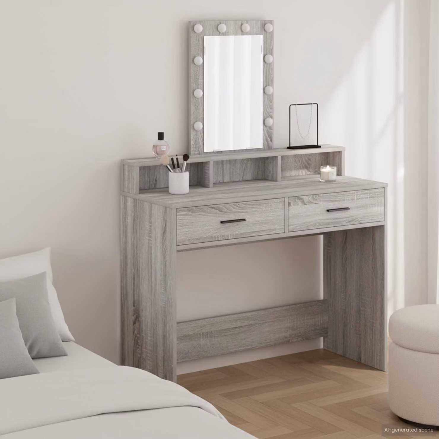 vidaXL Tavolo da Trucco Moderno Grigio in MDF L/P/H: 100 x 41 x 140 cm