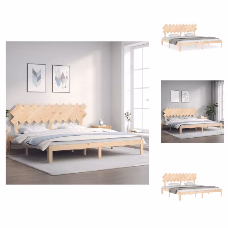 vidaXL Letto in legno massiccio con testiera 200x200 cm - Letti e strutture letto