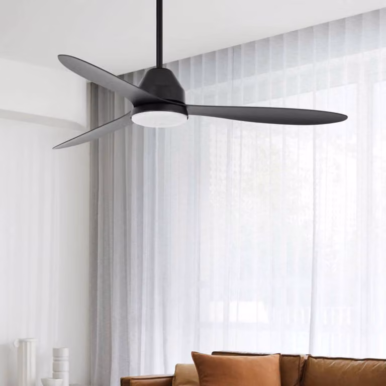 Beacon Lighting Ventilatore da soffitto con luce Whitehaven, nero, silenzioso dimmerabile, Nero, Soggiorno / Sala da pranzo, Plastica, Moderno