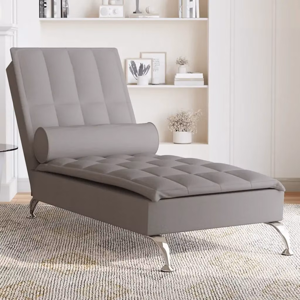 Chaise Longue con Massaggio e Capezzale in Tessuto Beige e Grigio CFW2637992 L: 138 cm, P: 56 cm, H: 75 cm – 2