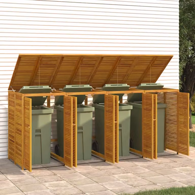 vidaXL Copribidone Quadruplo in Legno Massello di Acacia, Marrone, L 210 x P 89 x H 117 cm