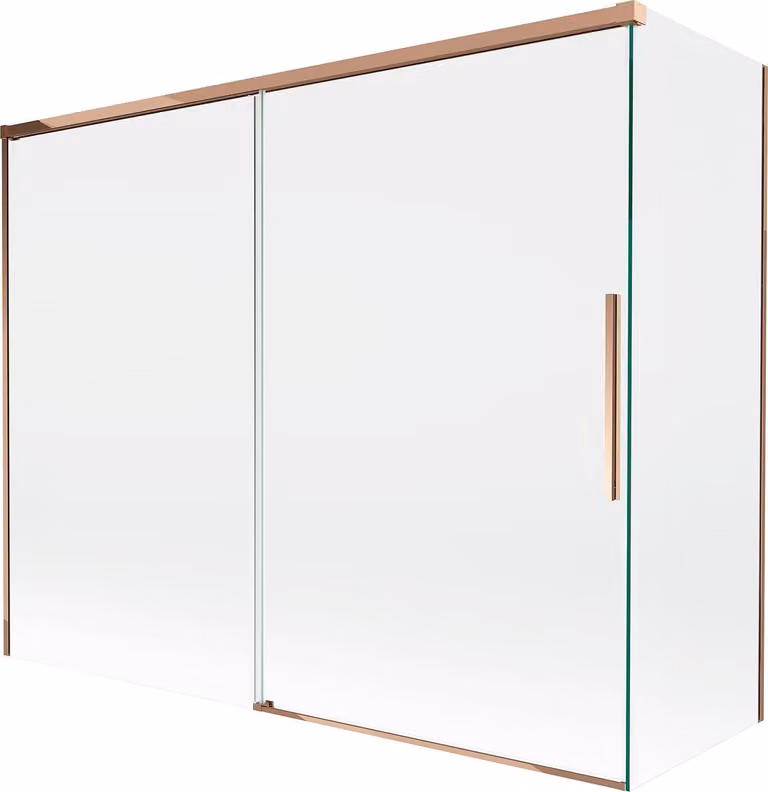 Mexen Rox paravento per vasca da bagno a 2 ante scorrevoli 190 + 90 x 150 cm, trasparente, oro rosa - 8C9-190-090-60-00
