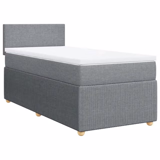 Letto singolo | Letto per adulti | Giroletto a Molle con Materasso Grigio Chiaro 80x200 cm Tessuto