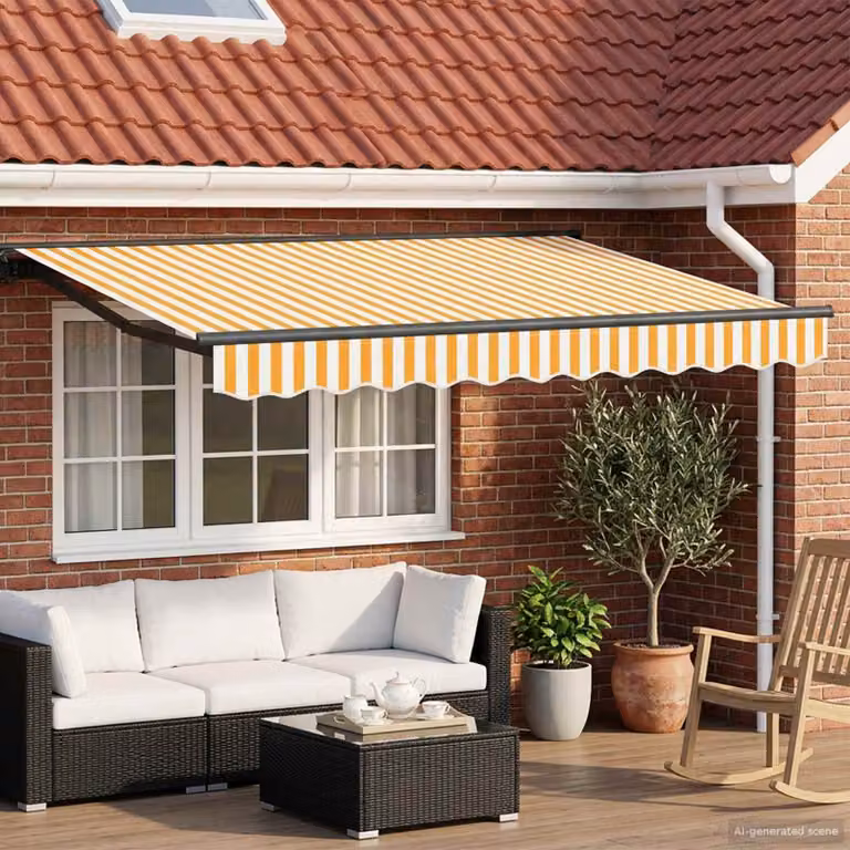 Tettuccio elettrico retrattile vidaXL con struttura in alluminio e copertura in poliestere, disponibile in bianco, giallo o antracite, con telecomando e montaggio a parete