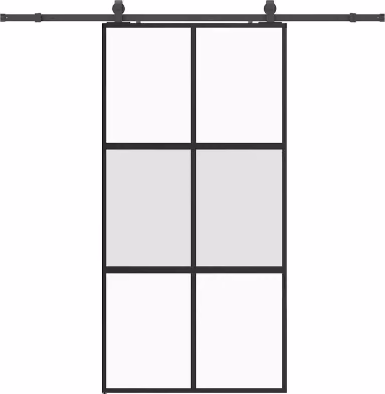 Porta Scorrevole Ferramenta Nera 102,5x205 cm Vetro Temperato