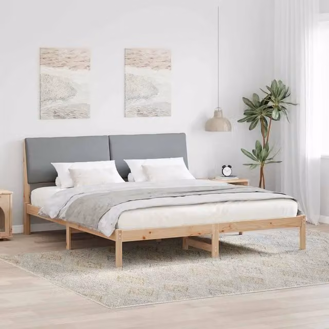 Struttura del Letto Marrone e grigio chiaro 200 x 200 cm 3394358