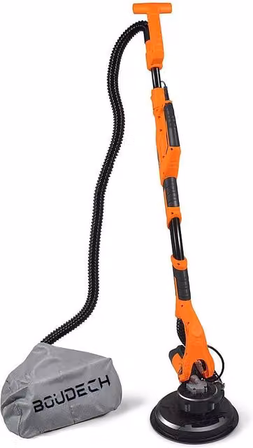 Levigatrice per pareti, muri, cartongesso e soffitti Boudech da 710/750W arancione con tubo, sacca aspirapolvere e 6 dischi – 1