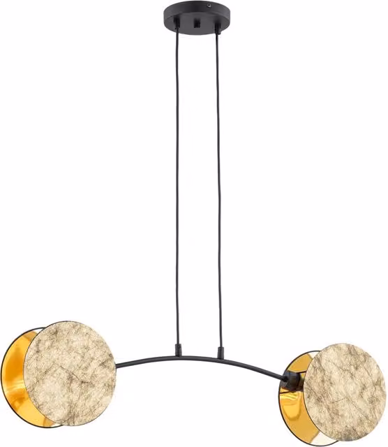 Lampada a Sospensione Moderna Luceart-Classic con 2 Luci in Metallo e Marmo Bianco e Oro