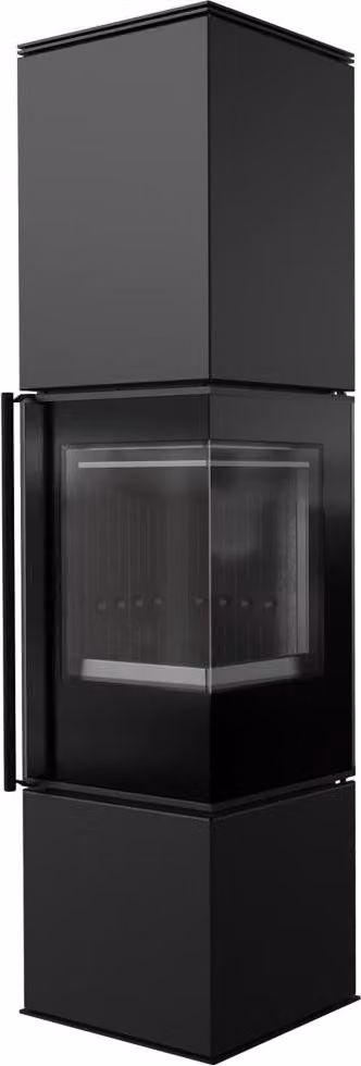 Stufa in acciaio KRATKI REN/L destra Ø 150 7 kW rivestimento nero con porta a molla
