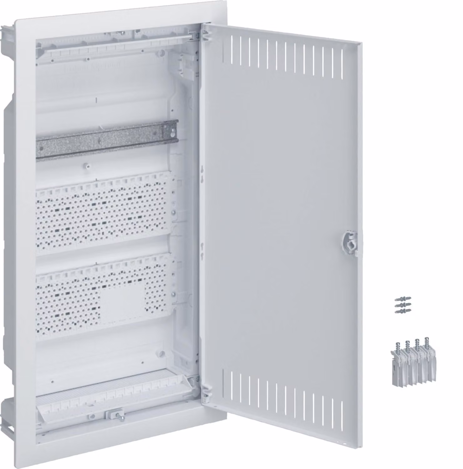 HAGER Multimedia, volta, HWV, 3 file, 1 guida DIN, 2 piastre di montaggio, senza accessori