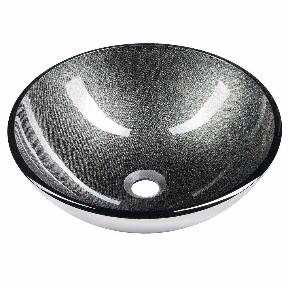Sapho Beauty - Lavabo da appoggio, diametro 420 mm, vetro/grigio metallizzato 2501-16