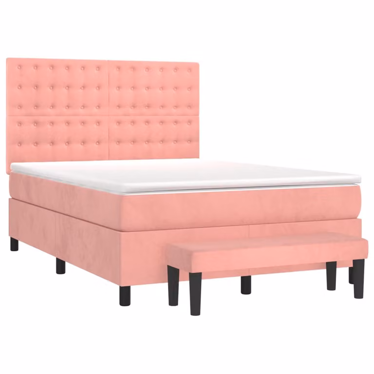 Giroletto a Molle con Materasso Rosa 140x190 cm in Velluto