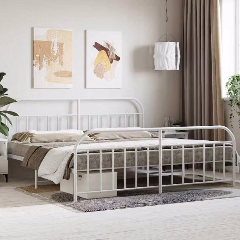 vidaXL Giroletto con Testiera e Pediera in Metallo Bianco 200x200 cm