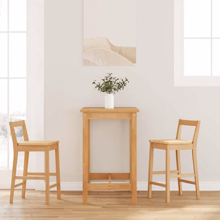 Set di 2 sgabelli da bar vidaXL in legno di Hevea naturale color marrone