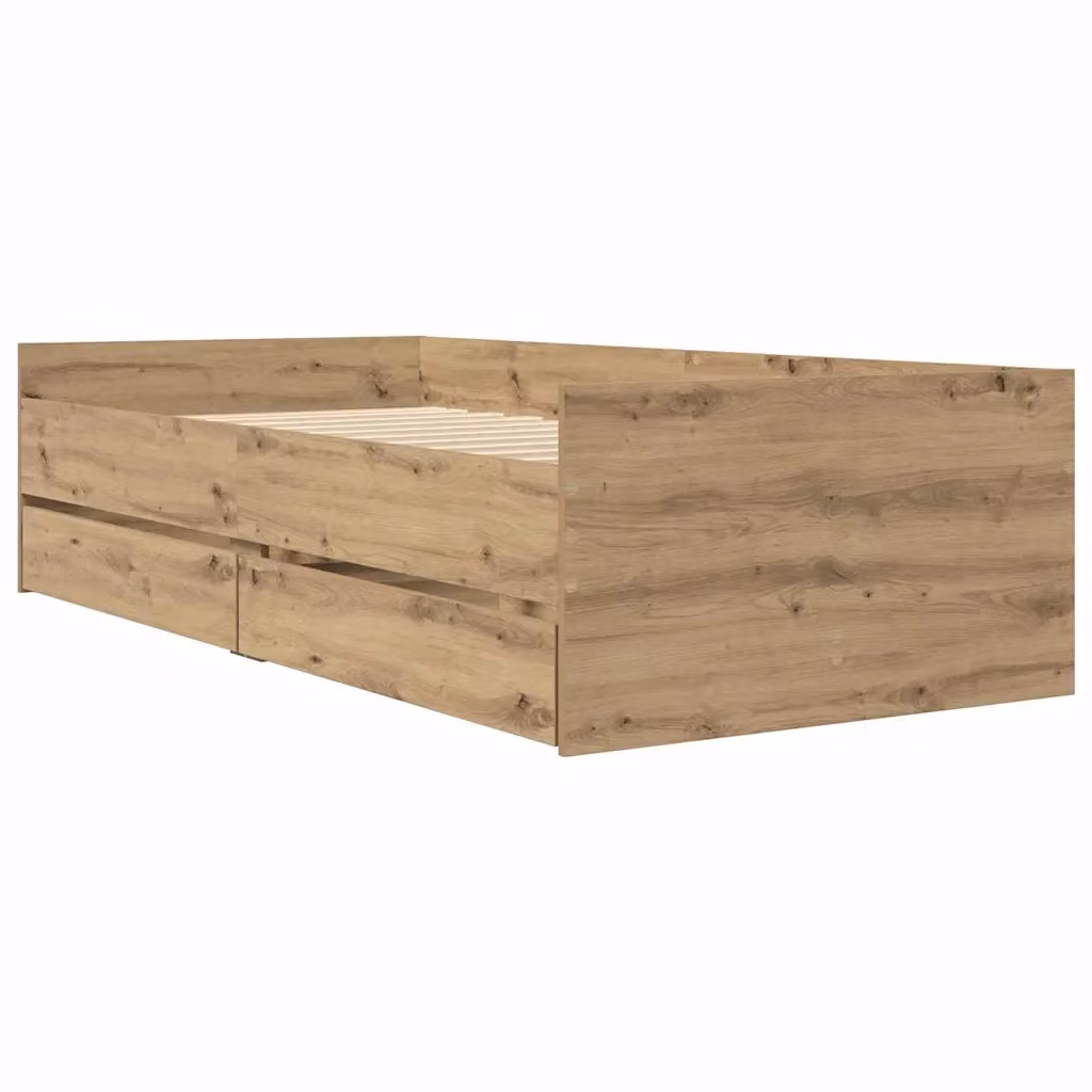 Struttura del letto in legno massello di pino stile rustico vidaXL, colore marrone, L 100 x P 200 cm – 2