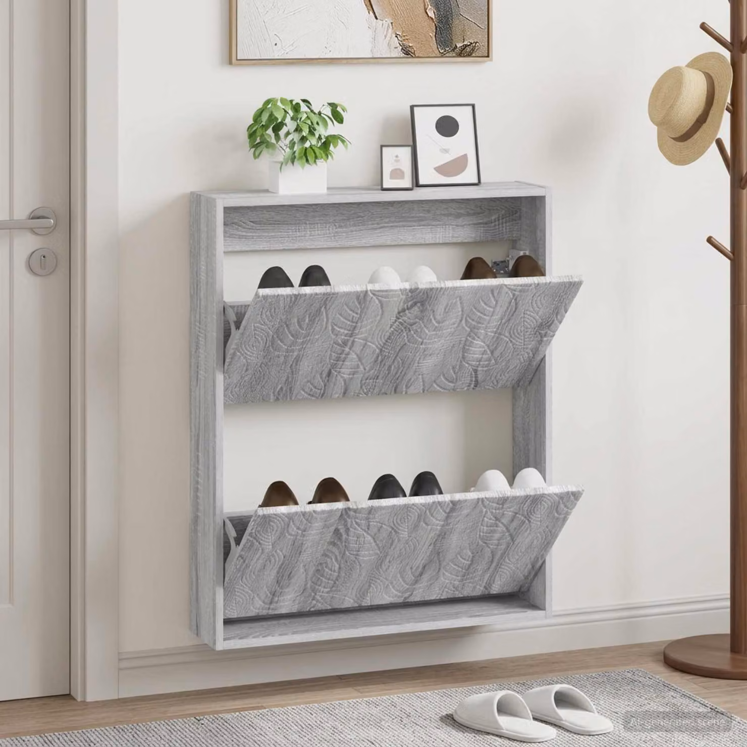 Mobiletto per scarpe da muro vidaXL DELFT moderno grigio L: 71 cm, P: 17 cm, H: 86 cm