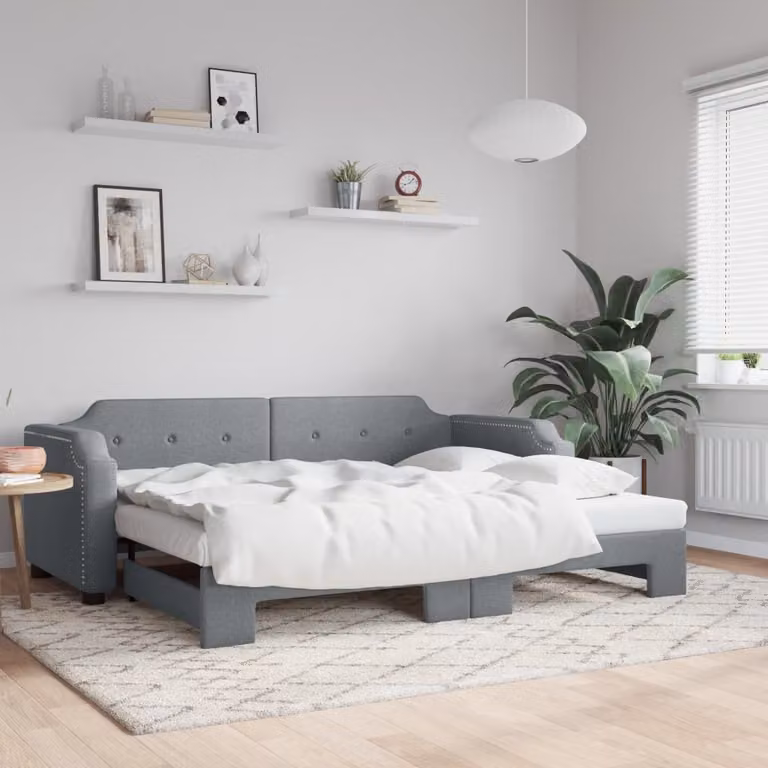 vidaXL Divano Letto con Letto Estraibile in Tessuto Grigio Chiaro 90x190 cm