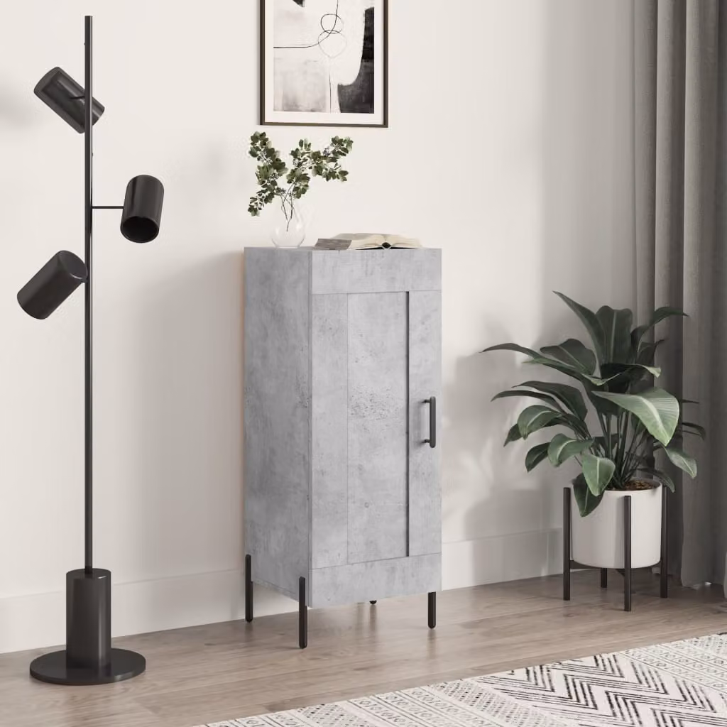 Credenza moderna vidaXL in legno e metallo, colore grigio cemento, L/P/H: 34,5 x 34 x 90 cm