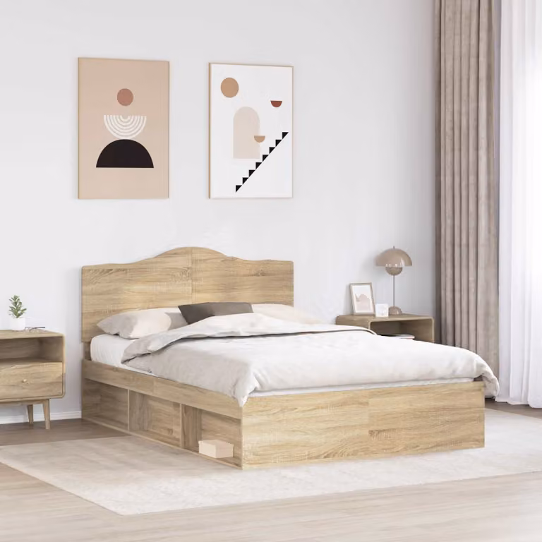 Struttura del letto Sonoma vidaXL in pino massello marrone L: 140 cm, P: 190 cm