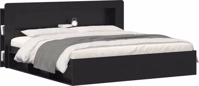 Testata del letto con ripiani integrati Design In in legno ingegnerizzato nero