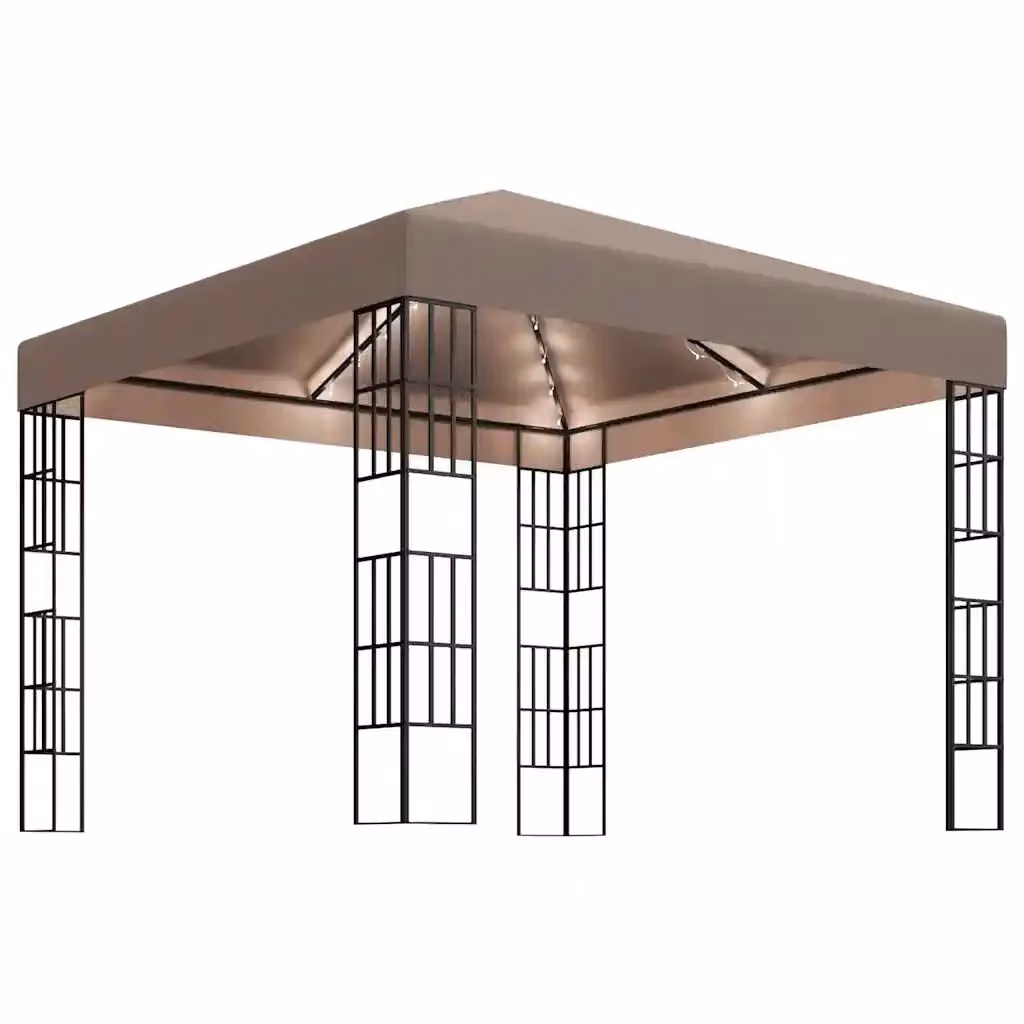 Gazebo Outsunny con Luci a Stringa LED Grigio e Nero L: 300 cm, P: 300 cm, H: 260 cm – 2