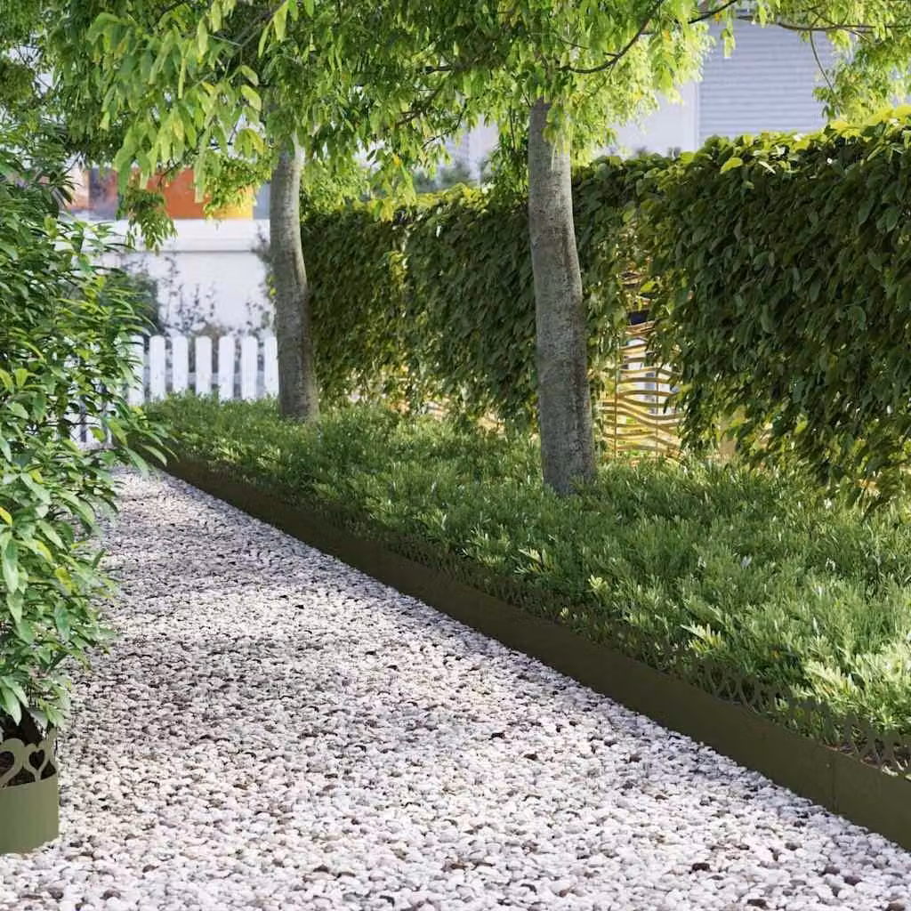 Bordure per prato 10 pcs Verde oliva 103 x 0,05 x 22 cm Acciaio