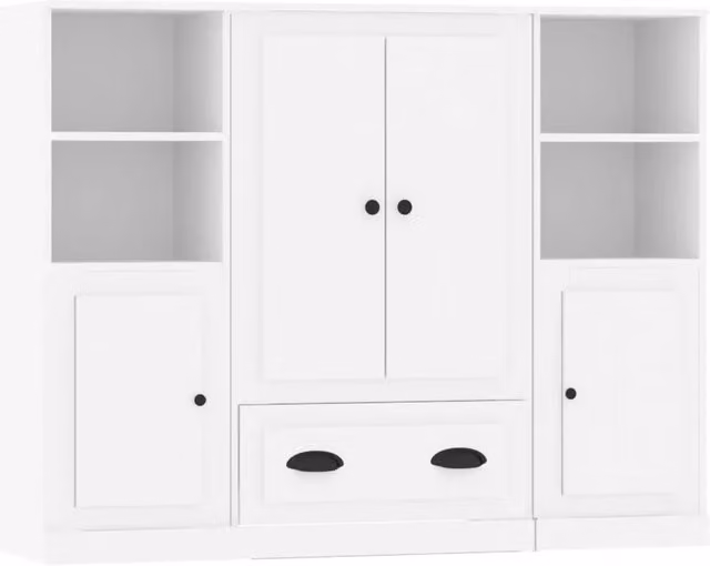 Credenze 3 pz | Madia | Buffet da pranzo | Armadio da pranzo Bianche in Legno Multistrato
